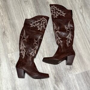 Above the knee western brown cowgirl boots size 6.5 NWOT‎